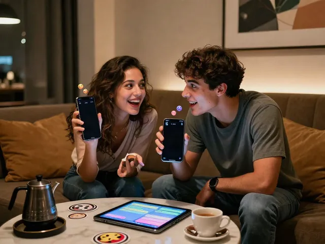 Engaging spicy chat scene with young adults in a cozy lounge environment, showcasing a lively conversation.