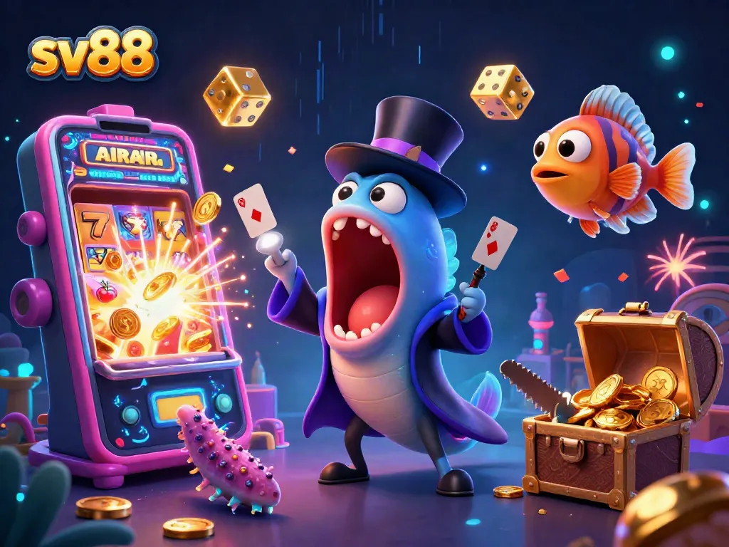 Win big with sv88 in this vibrant casino scene featuring magical characters and games!