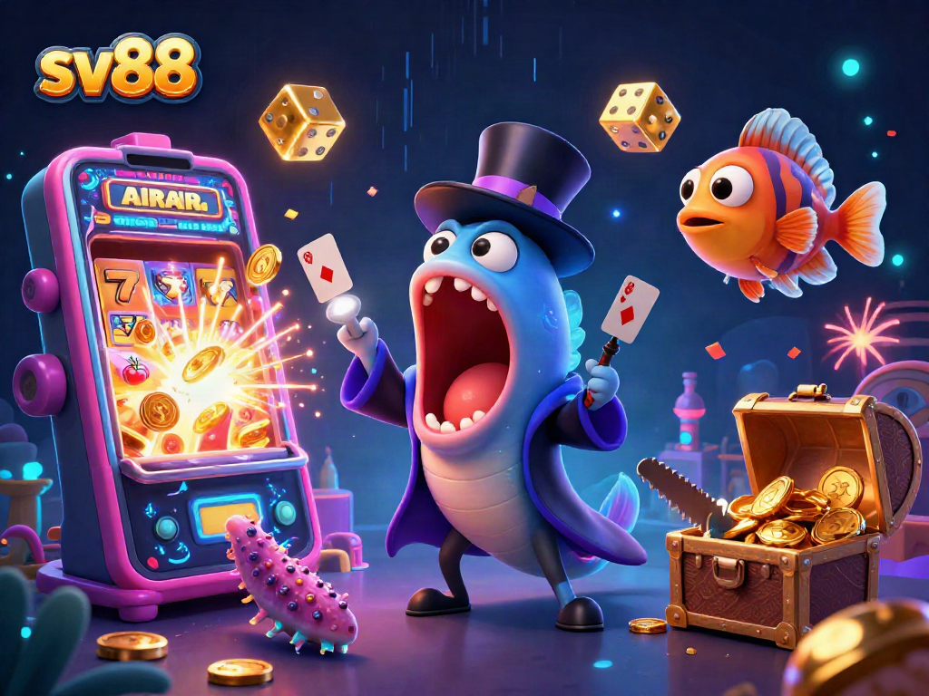 Win big with sv88 in this vibrant casino scene featuring magical characters and games!
