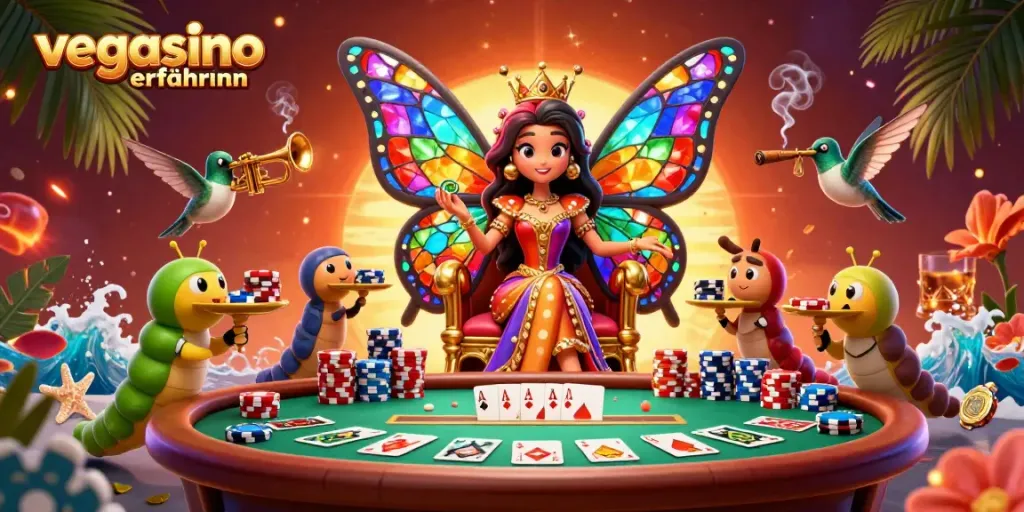 Experience the vibrant world of vegasino erfahrungen with an enchanting casino scene full of color and energy.